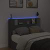 Headboard with Storage and LED Lighting Black Engineered Wood