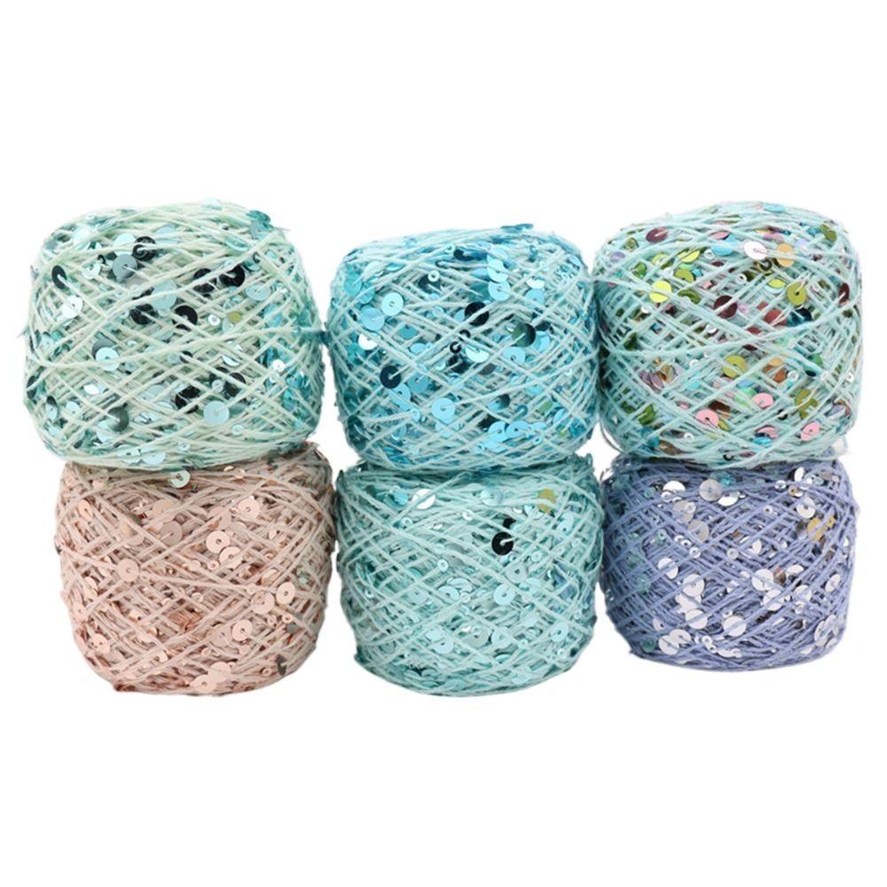 С пайетками Шарф Шапка Обувь Вязальная шерсть Аксессуары для одежды Пряжа с пайетками Вязальная пряжа Нить