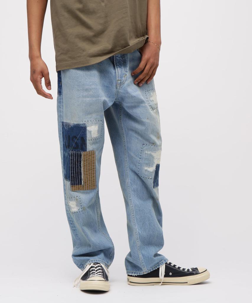 AVIREX RESTORE COLLECTION DENIM PANTS "REPAIR CUSTOM" denim pants repair custom men's M 369 wash used 783-5211004