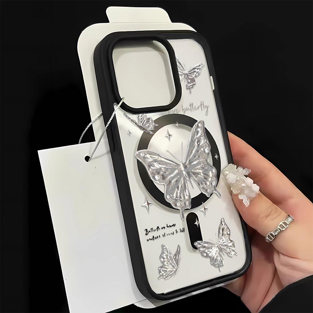 Magsafe Magnetic Wireless Charge Phone Case For iPhone 17 16 15 14 13 12 11 Pro Max Ins Beautiful Butterfly Cover