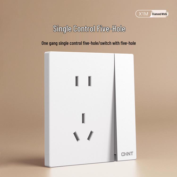 Chint 16A Настенная розетка для кондиционера, одинарная, пятиконтактная, тип 86, бриллиантово-белый.