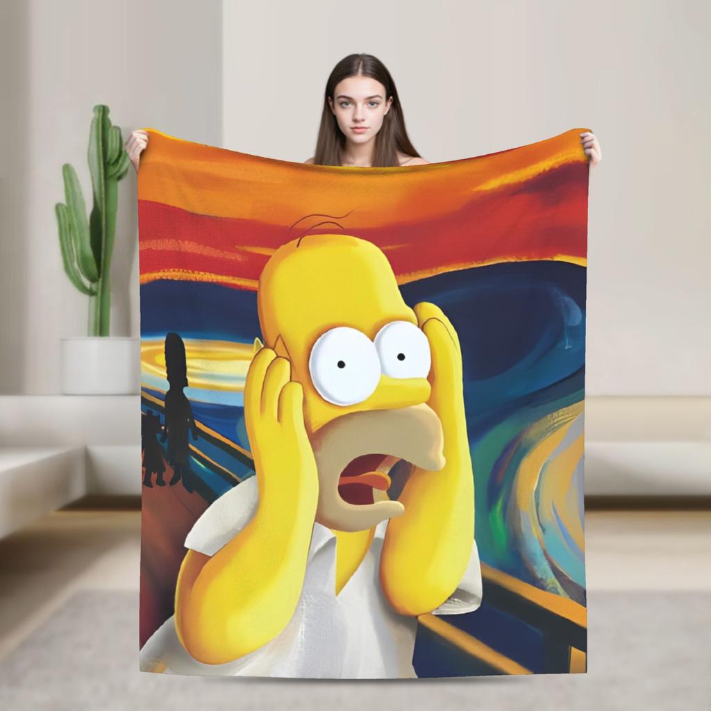 The Simpsons Cartoon Blanket Warm Novelty Plush Throw Blanket For Outdoor Decorative Flannel Bedspread Bed Cover