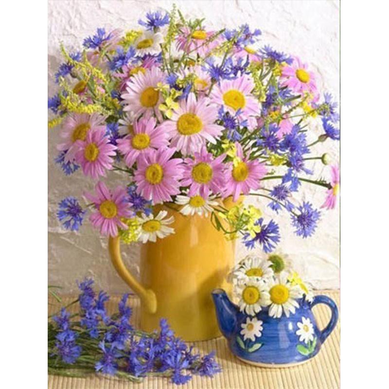 5D Алмазная картина Сиреневая вышивка Подсолнух Мозаика Дейзи Вышивка крестом Окно Домашнее искусство Настенный декор