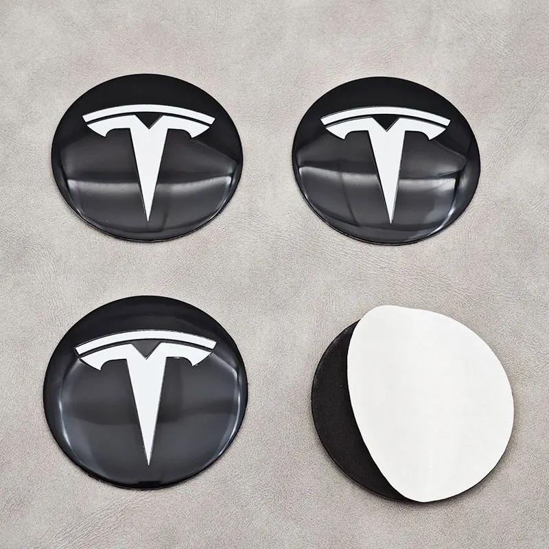 Автомобильные наклейки Tesla 20 шт. 56 мм Автомобильные эмблемы Наклейки на центральные колпачки ступиц для Tesla Model S Model 3 2024 Model Y X Защитные накладки на центр колеса