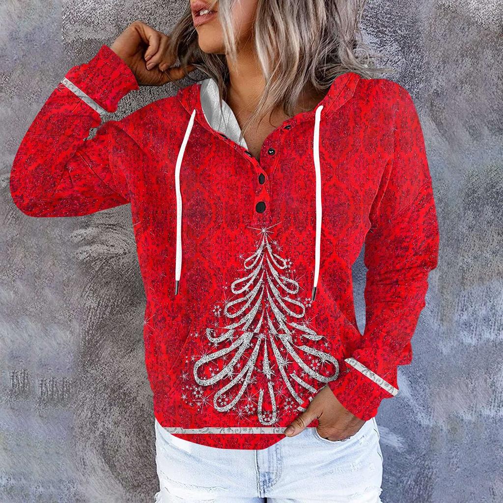 Женские повседневные модные принты с длинным рукавом на пуговицах пуловеры с капюшоном толстовки