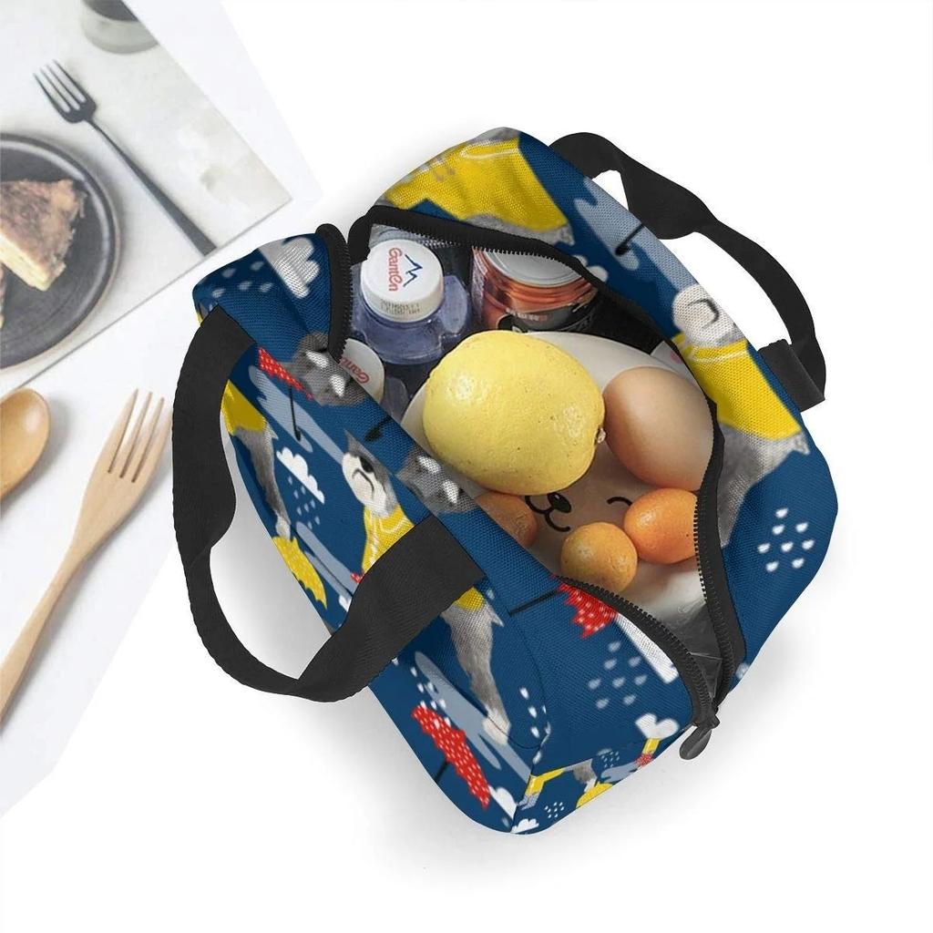 Шнауцер дождевик собака гавайский серфер портативный изолированный сумка для обеда водонепроницаемый ящик для приготовления еды с застежкой-молнией для офиса школы