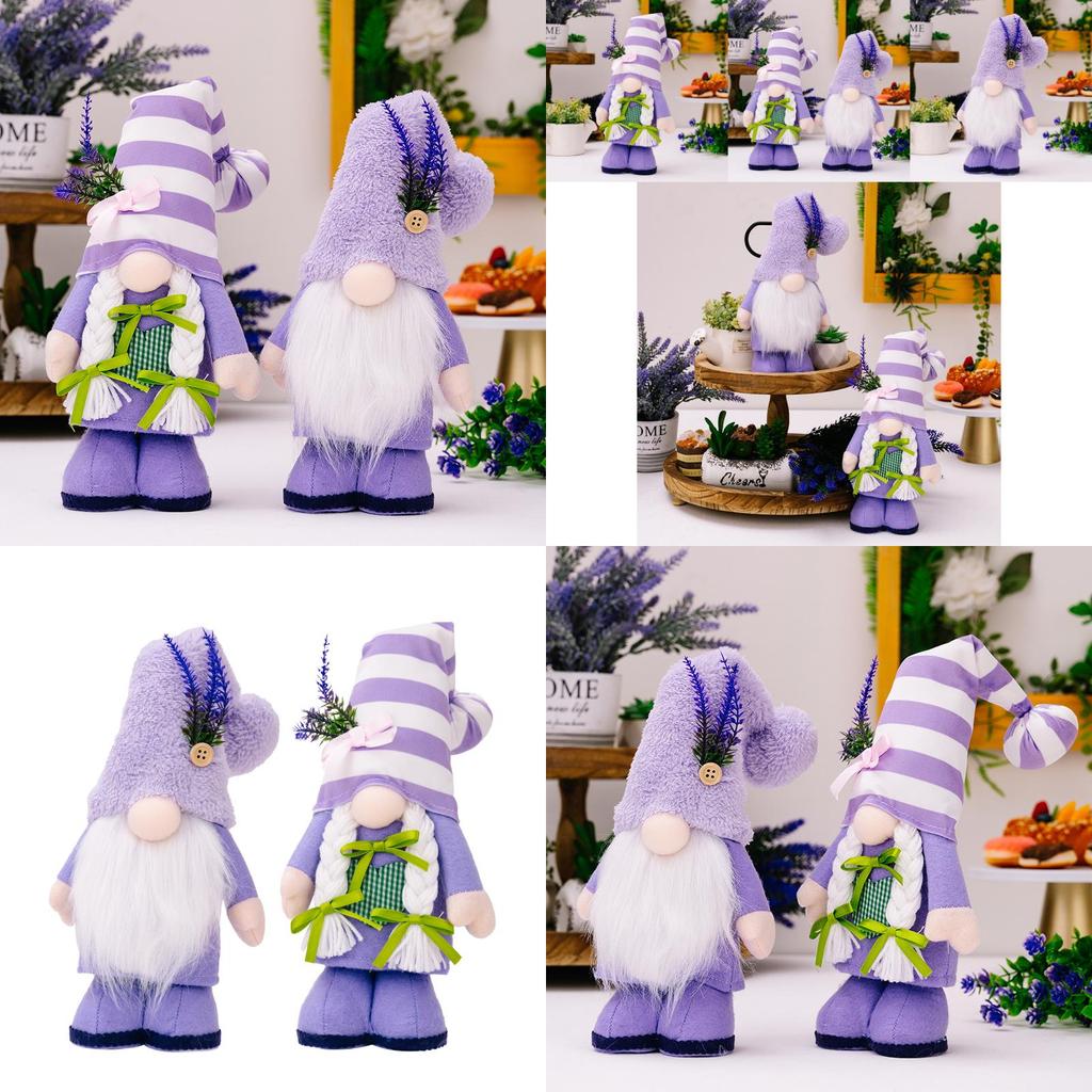 Весенний Лавандово-Фиолетовый Гном Фигурка Декор Ко Дню Матери с Полиэстером и Тканевыми Деталями