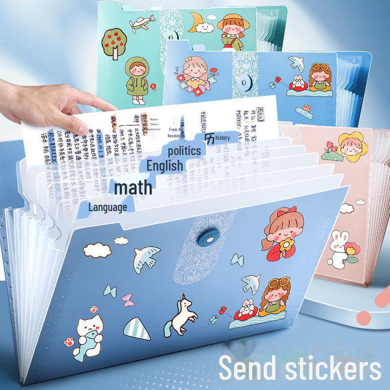 Симпатичная прозрачная папка-гармошка с 12 отделениями для документов формата А4 и студенческих работ