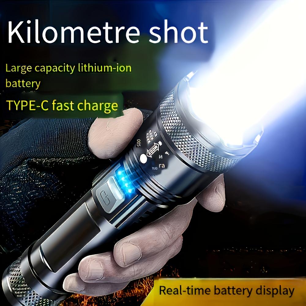 Telescopic Zoom Flashlight with Built-in Rechargeable Handheld Home Safety Lighting, Durable Structure, Emergency Preparation, Essential for Camping