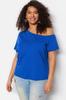Women's Fashion 100% Cotton Knitted Blouse with Saks Off Shoulder Detail