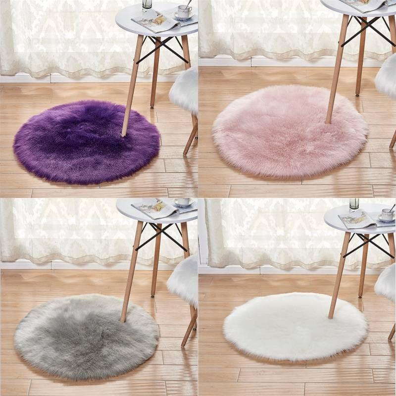 Machine Fur Rug Washable Circular Bedroom Living Room Decor Simplicity