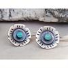 Bohemian Rose Gold Plated Flower Leaf Earrings Vintage Turquoise Earrings
