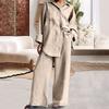 Women's  Cotton Set Suit Casual Lapel Shirt Top Blouse Loose Trouser Two-piece Set For Women Elegant Outfits Pants Women's
