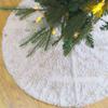 White Plush Christmas Tree Skirt with Golden Glitter Cluster Branch Embroidery Polyester Xmas Decor Floor Mat for Holiday Party