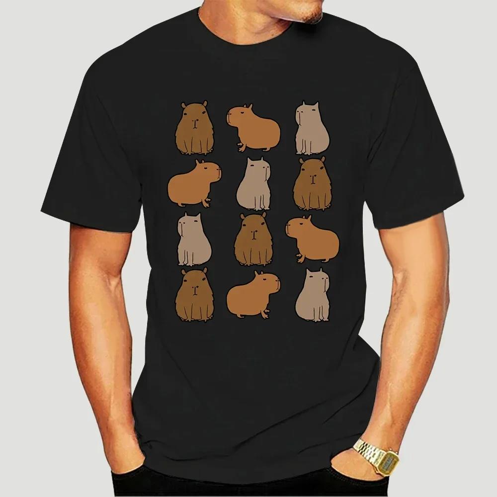 Уличная одежда Capybara Man Футболка Милый рисунок животных Мужские футболки Мужская одежда Уличная одежда Четыре сезона Хлопок