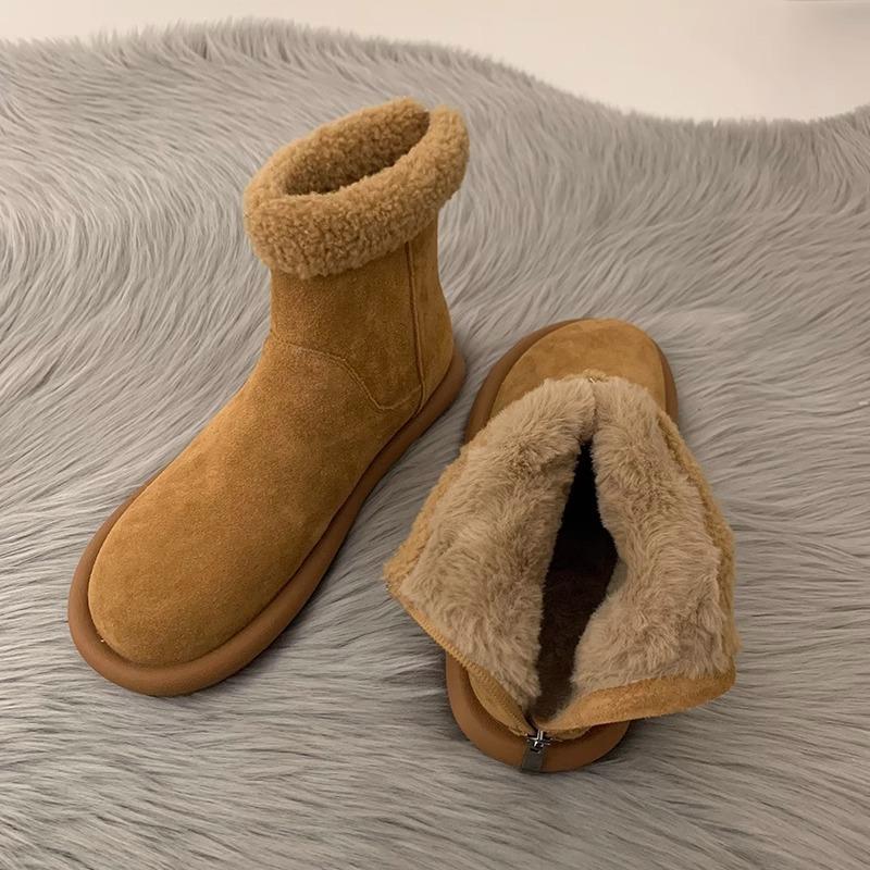 Suding Small Heater~ Retro Mori Cotton Shoes Women's Winter Velvet Warm Snow Boots Frosted Lamb Wool Short Boots