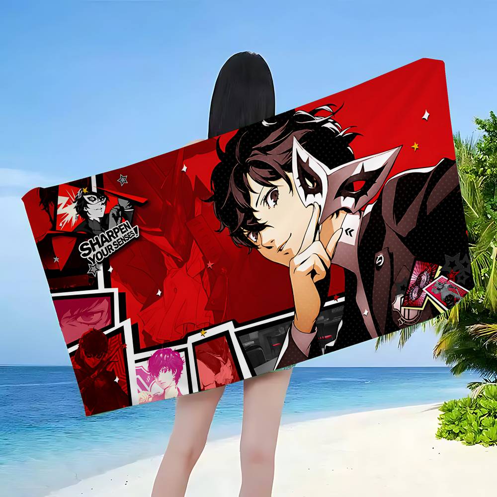 Горячая Видеоигра P-Persona 5 Аниме Пляжное Полотенце для Купания Мягкое Впитывающее Салфетка Детские Подарки для Детей Путешествия Кемпинг Тренажерный Зал