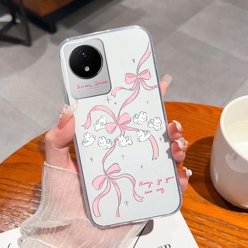 Для Vivo Y02 Y02A Y02S Y10 Y11 Y12 Y12a Y15 Y15a Y16 Y17 Y19 Прозрачные ТПУ Чехлы с Рисунком Морского Кита Ударопрочные Задние Крышки Для Vivo Силиконовый Корпус Телефона