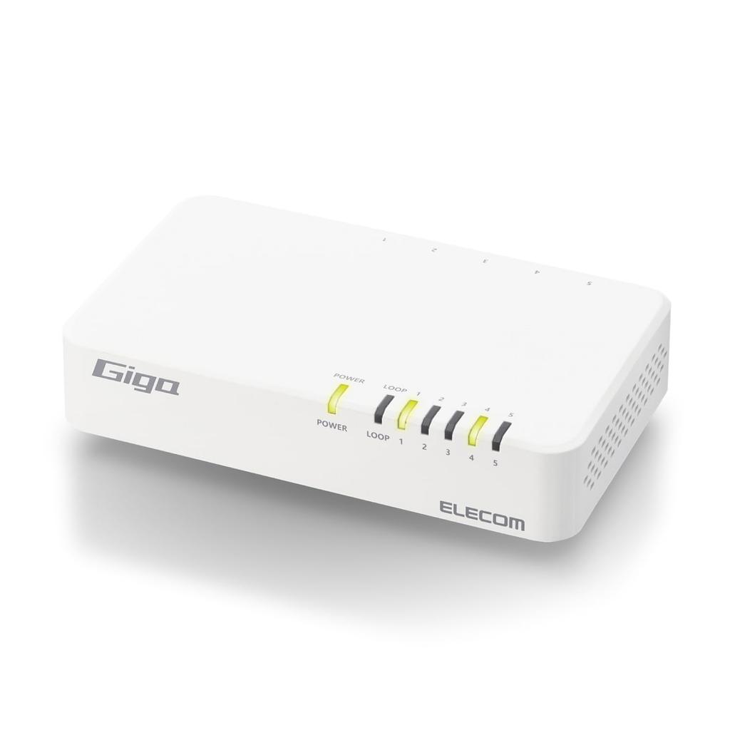 Elecom Коммутационный концентратор Gigabit 5 Port с магнитным блоком питания Белый встроенный EHC-G05PN4-JW
