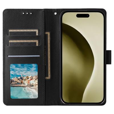 Для iPhone 16 Pro Чехол-кошелек 3 отделения для карт Тонкий PU кожа Подставка Чехол для телефона