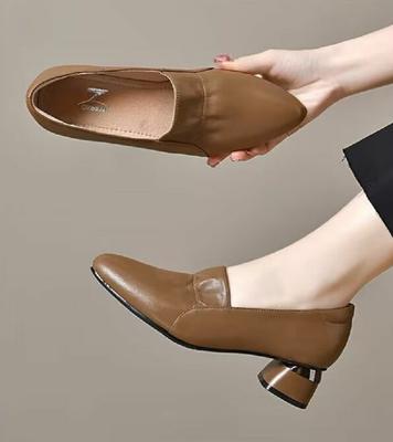 Cresfimix zapatos de mujer женские симпатичные коричневые туфли с острым носком на квадратном каблуке женские повседневные черные удобные туфли на каблуке для работы ba371