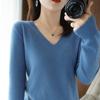 Весна и осень однотонная трикотажная рубашка с V-образным вырезом, тонкий срез, свитер, наизнанку