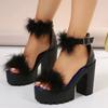 Fashion Women Sandals 2024 Summer High Heels Women Fur Sandals Platform Wedges Shoes for Women Sandals Designer Shoes Zapatos De Mujer