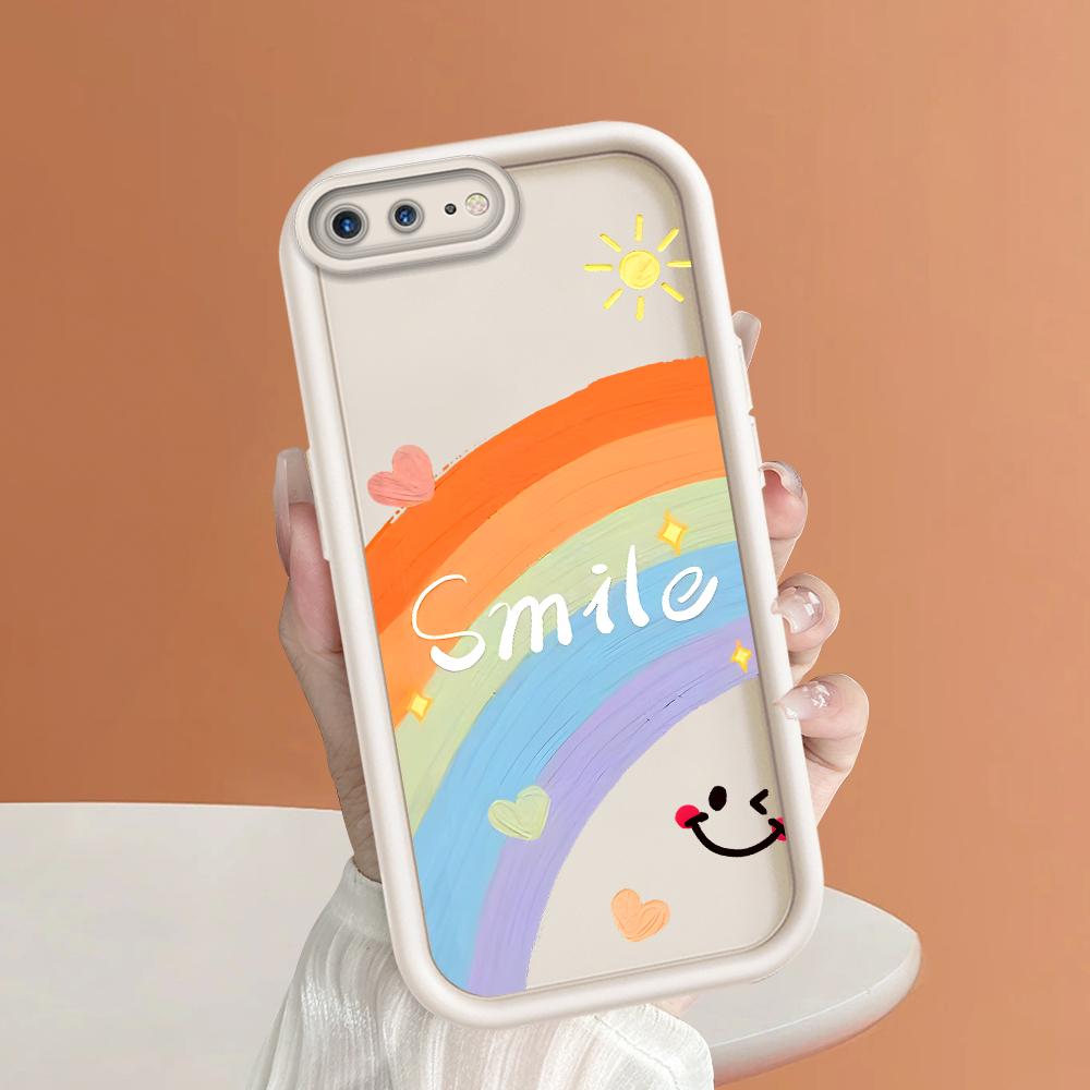 Colorful Rainbow Smile Face Pattern Phone Case for iPhone Samsung Galaxy Xiaomi Redmi POCO HUAWEI Honor Shockproof Rubber Cover Casing