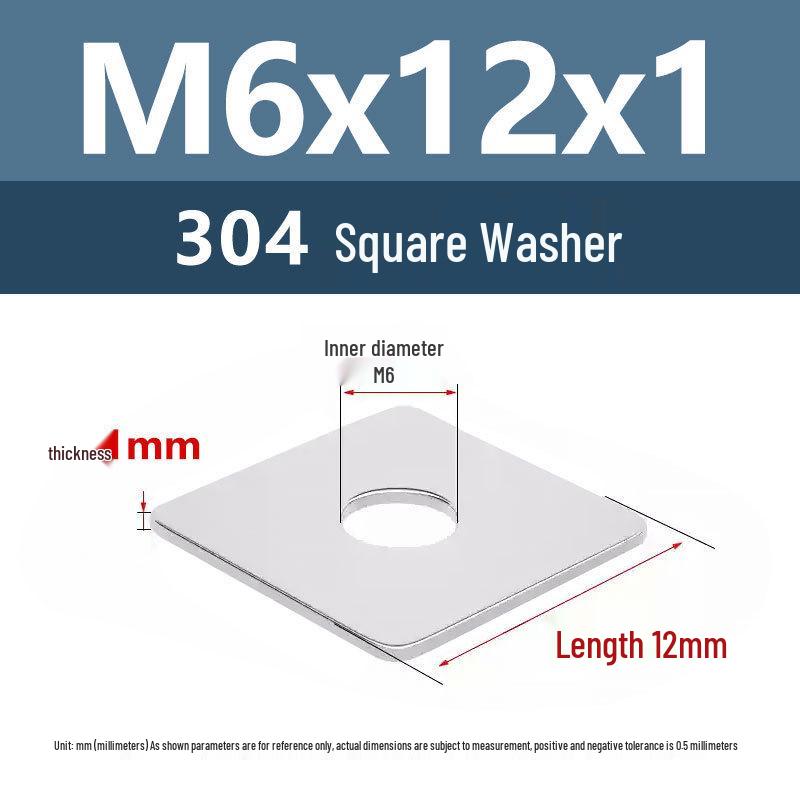 Yigu 304 Stainless Steel Thickened Square Flat Washer M3/M4/M5