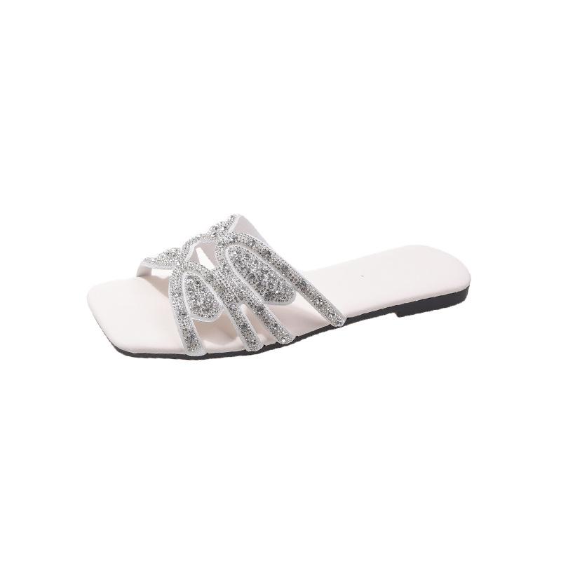 Новая Мода Темперамент Летняя Мода Все-сочетаемая Большой Размер Женская Обувь Стразы Шлепанцы Женская Летняя Одежда