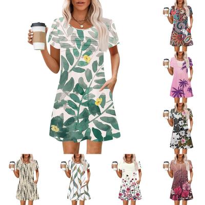 Женские летние повседневные лепестковые узкие полосатые плиссированные однотонные платья