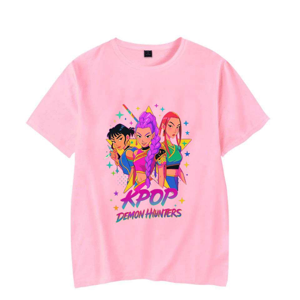 KPop Охотники на демонов Saja Girls Руми Мира Зои Паттерн Унисекс Футболки Аниме Смешные Мужские Женские Футболки Модные Уличные Топы