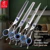 Fenice Professional 7/7,5/8 дюйма JP440C Для левшей Собачьи Режущие Изогнутые Пушистые Прореживающие Чанкерные Наборы Ножниц Уход за Собаками