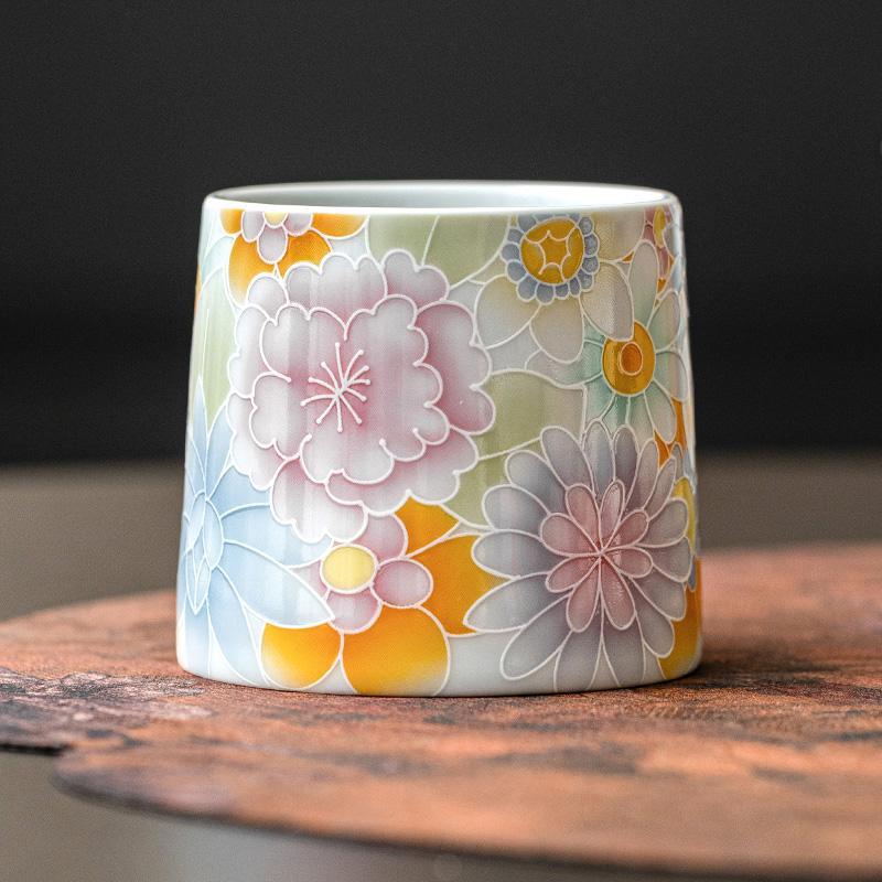 Антикварные расписанные вручную чашки для чая с цветами, керамическая чашка мастера, китайский чайный сервиз для кунг-фу, бытовая чайная церемония, личная одиночная посуда для питья