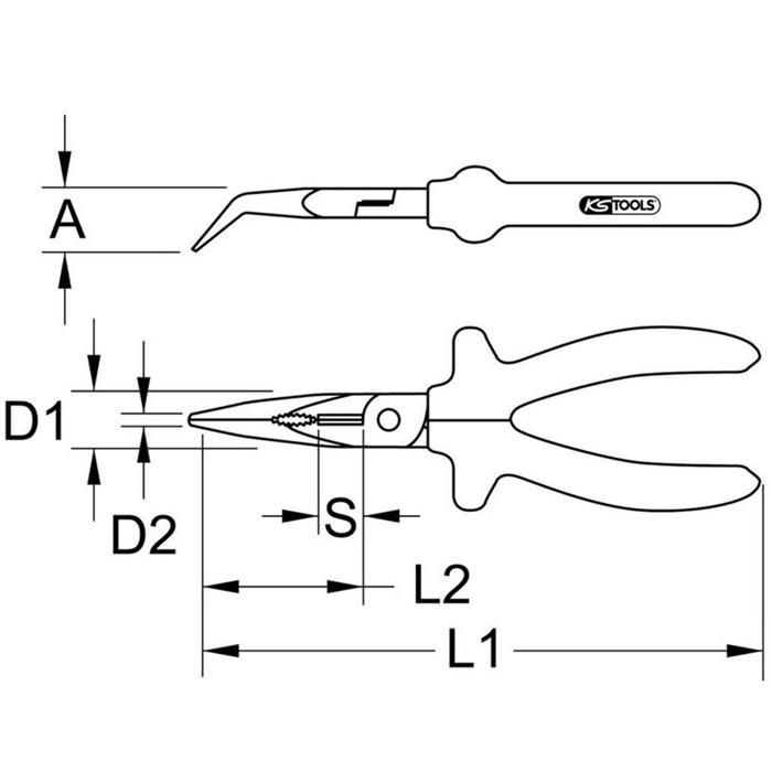 Pince crantée - ks tools - 115.1018 - 165mm - conforme din iso 5749 - arête de coupe longue