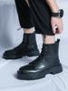 Осень и зима новая обувь мужская ботинки Мартин с высоким берцем британский стиль рабочая черные короткие ботинки повседневный тренд локомотивные кожаные ботинки