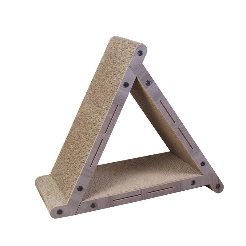 Vertical Triangular Cat Scratching Board & Bed - Scratch-Resistant, Non-Shedding Corrugated Paper with Wooden Accent