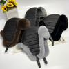 Natural Rabbit Fur Hats for Men Bomber Hats Ear Flaps Fluffy Tails Warm Stylish Winter Hat  Ushanka