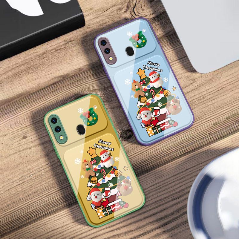 Мультяшная рождественская елка Для Samsung A73 72 71 A70 56 55 54 A53 52 51 50 42 A35 A34 33 32 31 26 25 24 23 22 30 стеклянный чехол для телефона