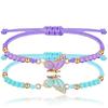 2pcs Matching Bracelets Butterfly Friendship Adjustable Strand Best Friends Bracelets Handmade Charm Couples Jewelry