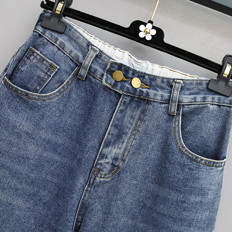 XL-6XL Plus Большие мешковатые джинсы женские с высокой талией длиной до щиколотки джинсовые брюки Mom джинсы синие джинсы для женщин