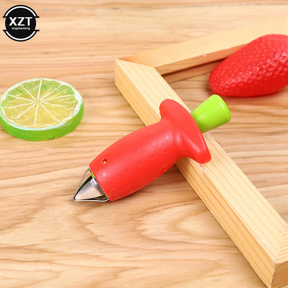 1 шт. Инструмент для удаления сердцевины клубники Металл Пластик Нож для фруктов Удаление стебля Маленький инструмент Приготовление салата торта Кухонные аксессуары