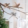 2pcs Glitter Feather Birds Ornaments Realistic Artificial Birds Pendants Home Holiday Decor