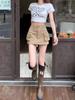 Khaki High-Waist A-Line Denim Skirt - Slim, Retro, Summer Style for Women