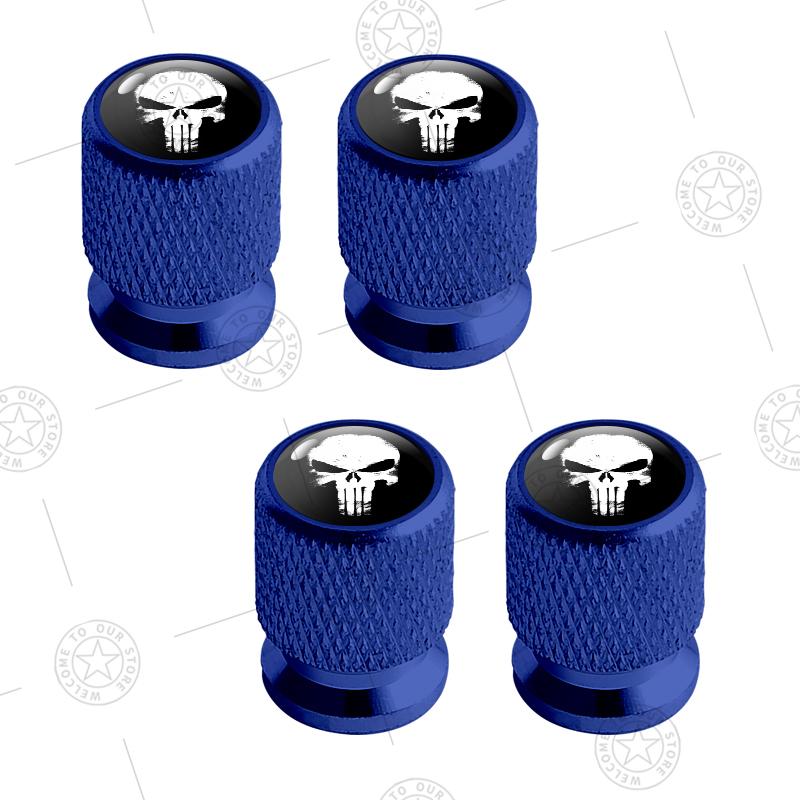 4pcs Skull Logo Car Wheel Tire Valve Caps Air Stem Aluminum Accessories For Jeep Wrangler Gladiator Renegade Ford F-150 Ranger
