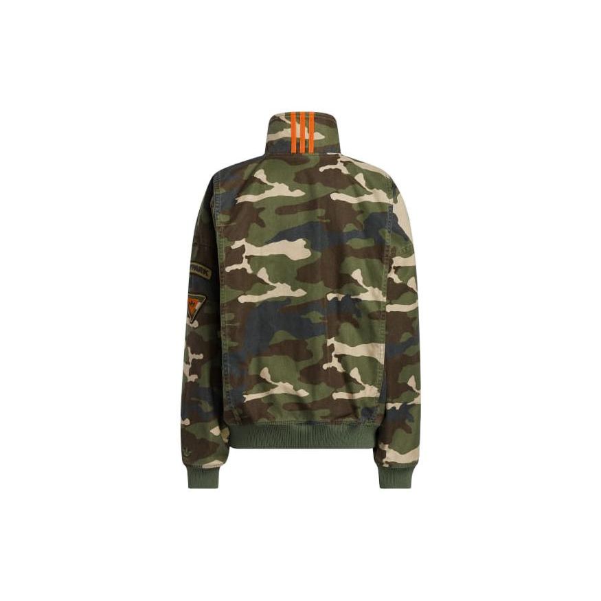 adidas X Ivy Park Collaboration SS23 Камуфляжная парусиновая рабочая куртка с высоким воротом Куртки унисекс Милитари-зеленый HS0718