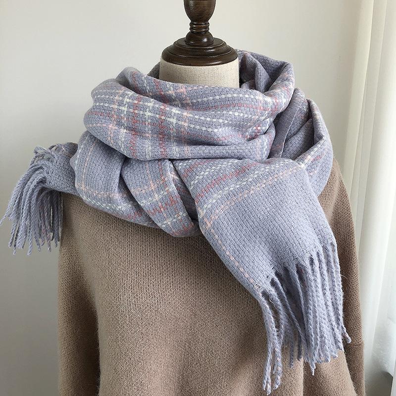 Plaid Pattern Polyester Scarf for Women - Cute Woven Shawl with Fringe, Weekend Casual, Inelastic, Hand Wash/Dry Clean, Warm & Stylish
