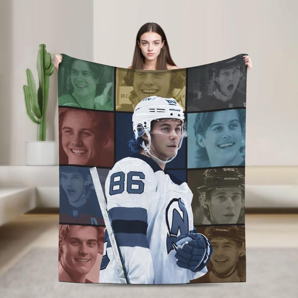 Jack Hughes USA Gold Medal Hockey Blanket Flannel Textile Decor Multi-function Warm Throw Blanket for Bedding Car Bedspread