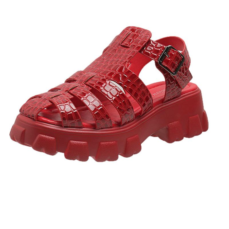 Сандалии на толстой подошве, женские сандалии в римском стиле с открытым носком, женская повседневная пляжная обувь, летние женские сандалии на платформе