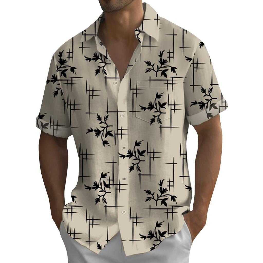Hawaiian Shirt For Men, Men's Vintage Button Down Bowling Shirts Short Sleeve Summer Beach Shirt